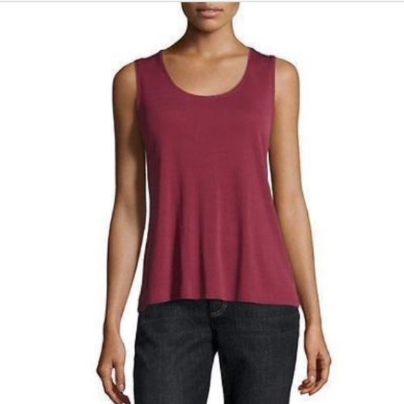 Eileen Fisher Tops - Eileen Fisher Maroon Red 100% Silk Sleeveless Top